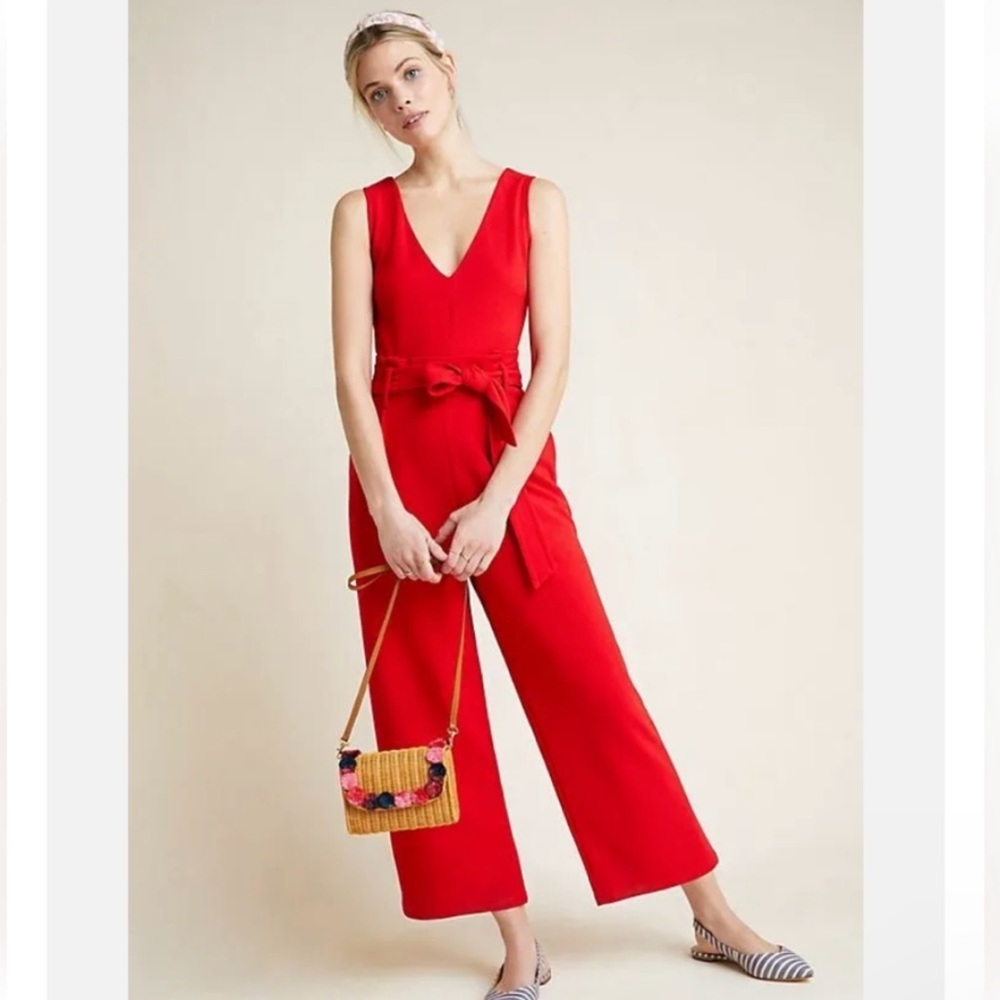 Red Anthropologie Cathy Jumpsuit